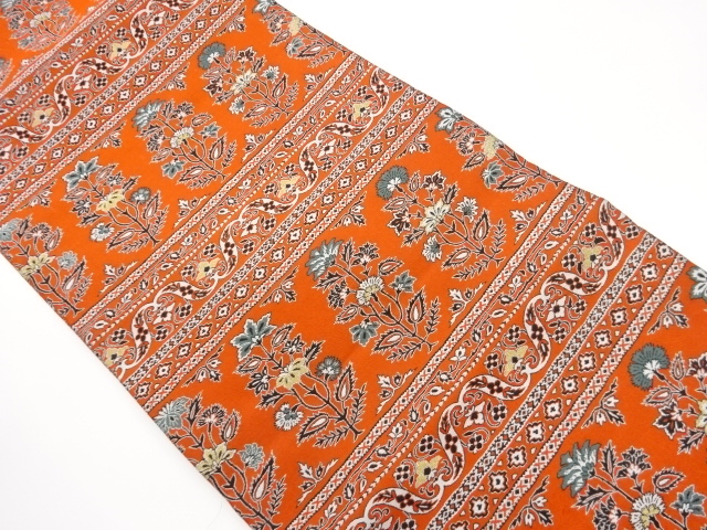 JAPANESE NAGOYA OBI / WOVEN STRIPE & ABSTRACT FLORAL PLANTS